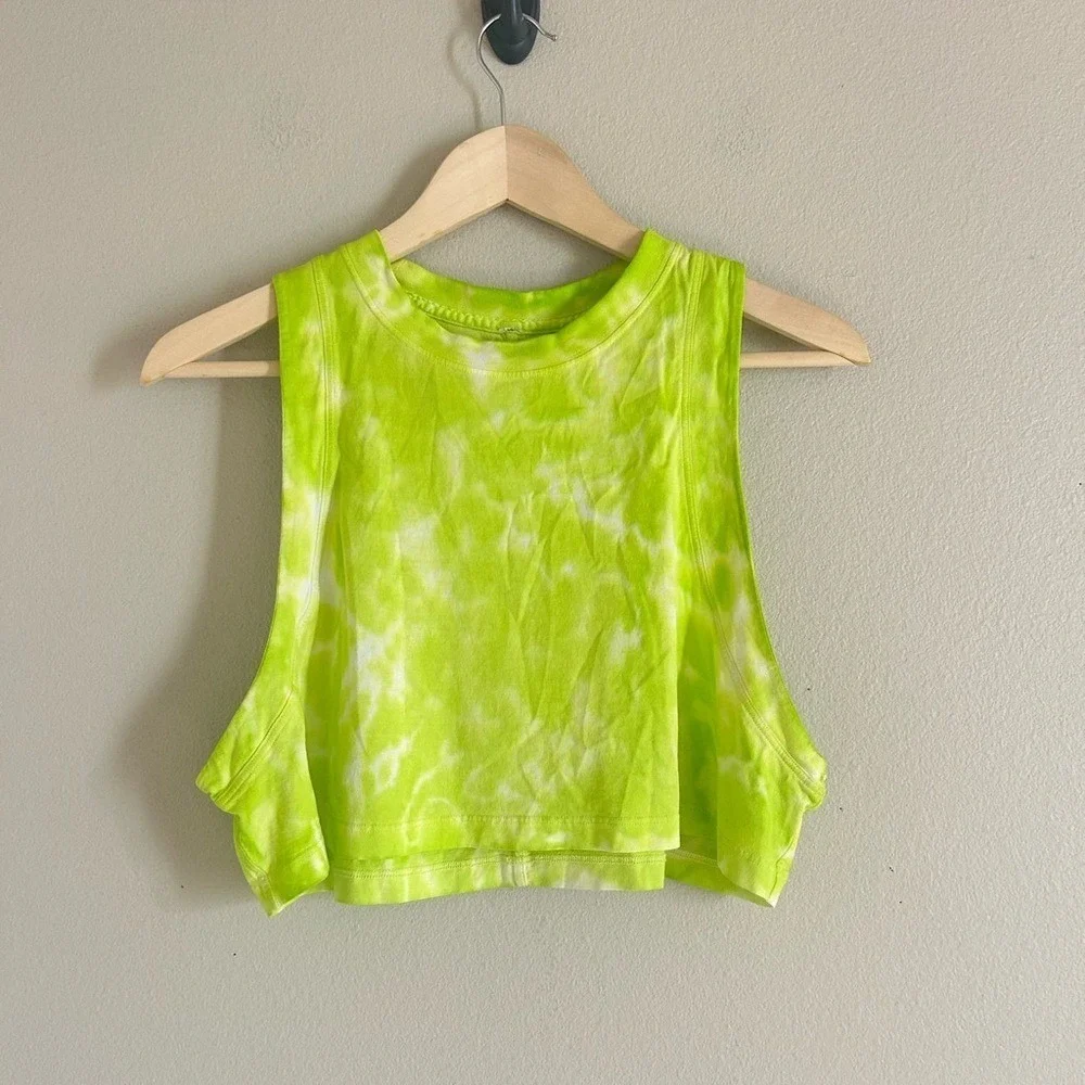 Lululemon All Yours Crop Tank Size 8 Marmoleado Tie Dye Eccentric Lime  S-2